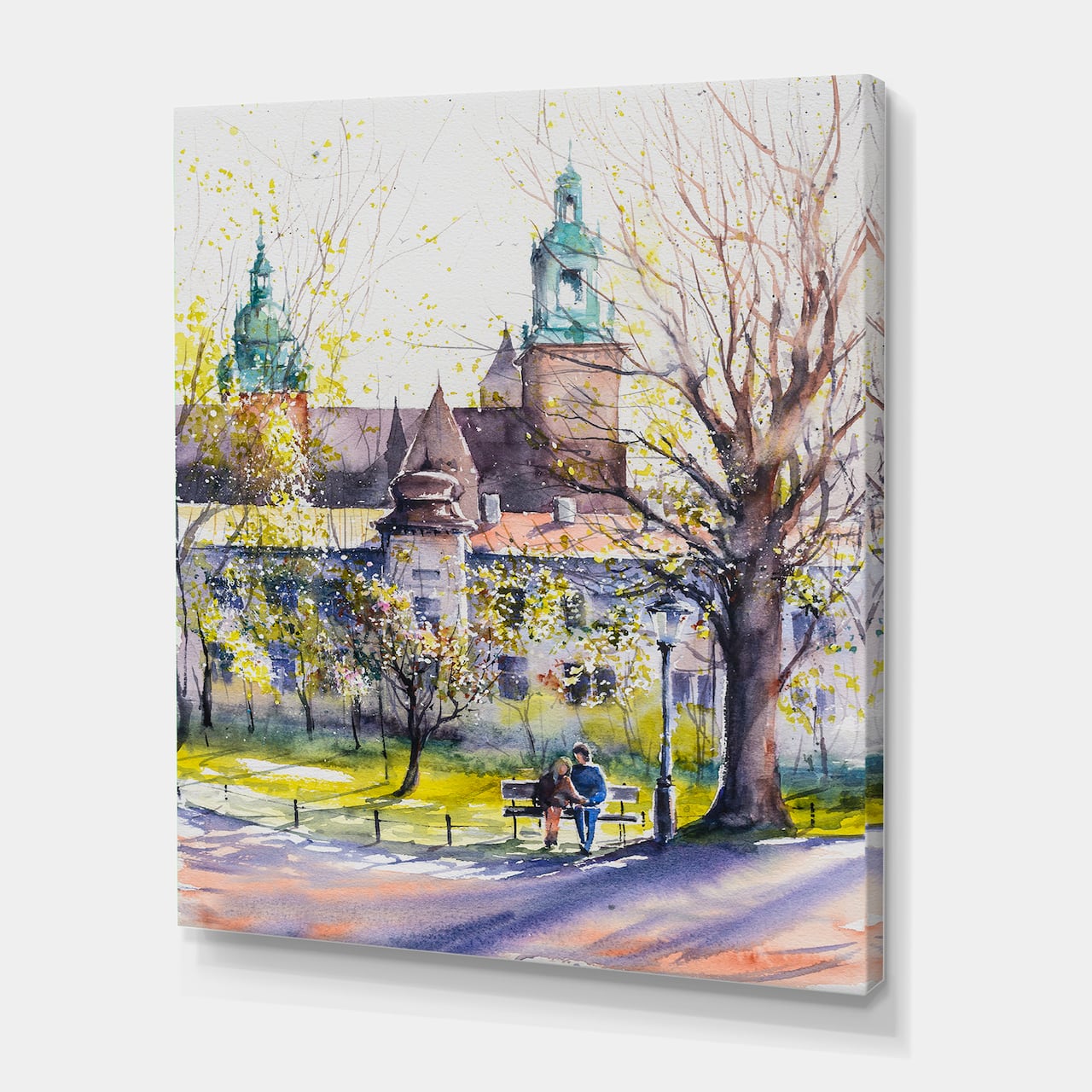 Designart - Castel Through The Trees of The Park - Country Canvas Wall Art Print